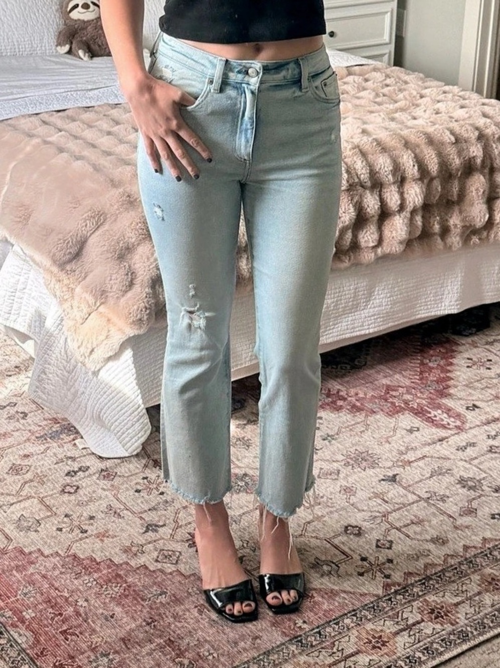 Pistola Women's Cropped Straight Leg Jeans Waist 26 Blue
